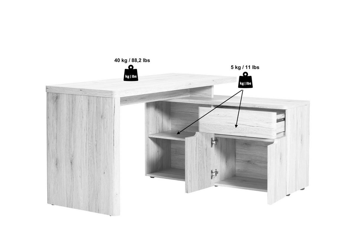ECKSCHREIBTISCH 140/117,5/77 cm Walnussfarben Stauraum, seitenverkehrt montierbar  - Walnussfarben, KONVENTIONELL, Holzwerkstoff (140/117,5/77cm) - MID.YOU