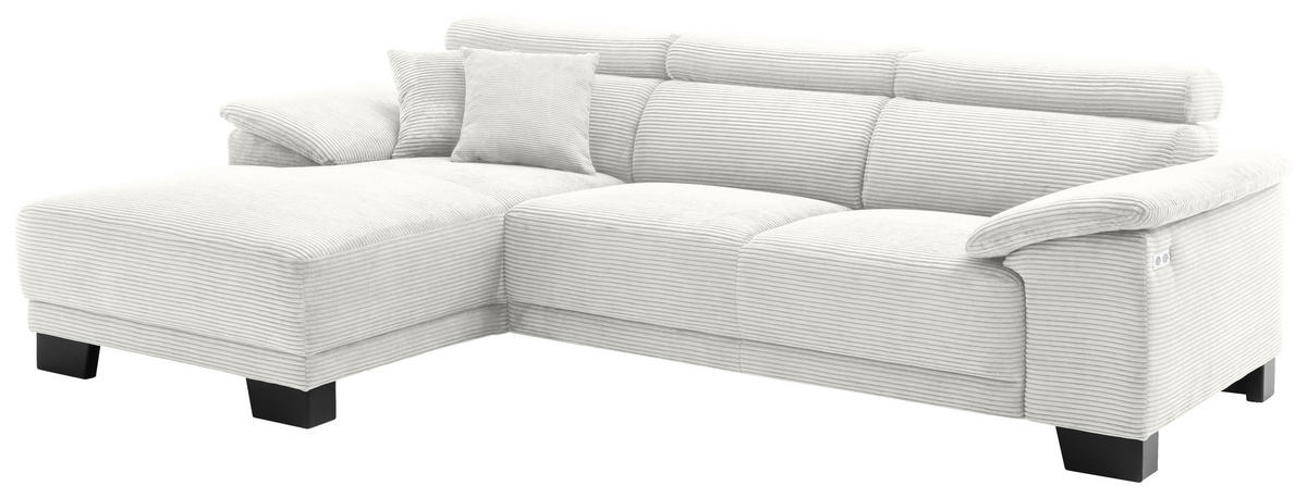 ECKSOFA in Cord Weiss  - Weiss/Schwarz, Design, Holz/Textil (174/270cm) - Pure Home Lifestyle