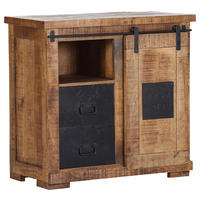 KOMMODE  in 90/85/45 cm  - Schwarz/Naturfarben, LIFESTYLE, Holz/Metall (90/85/45cm) - Landscape
