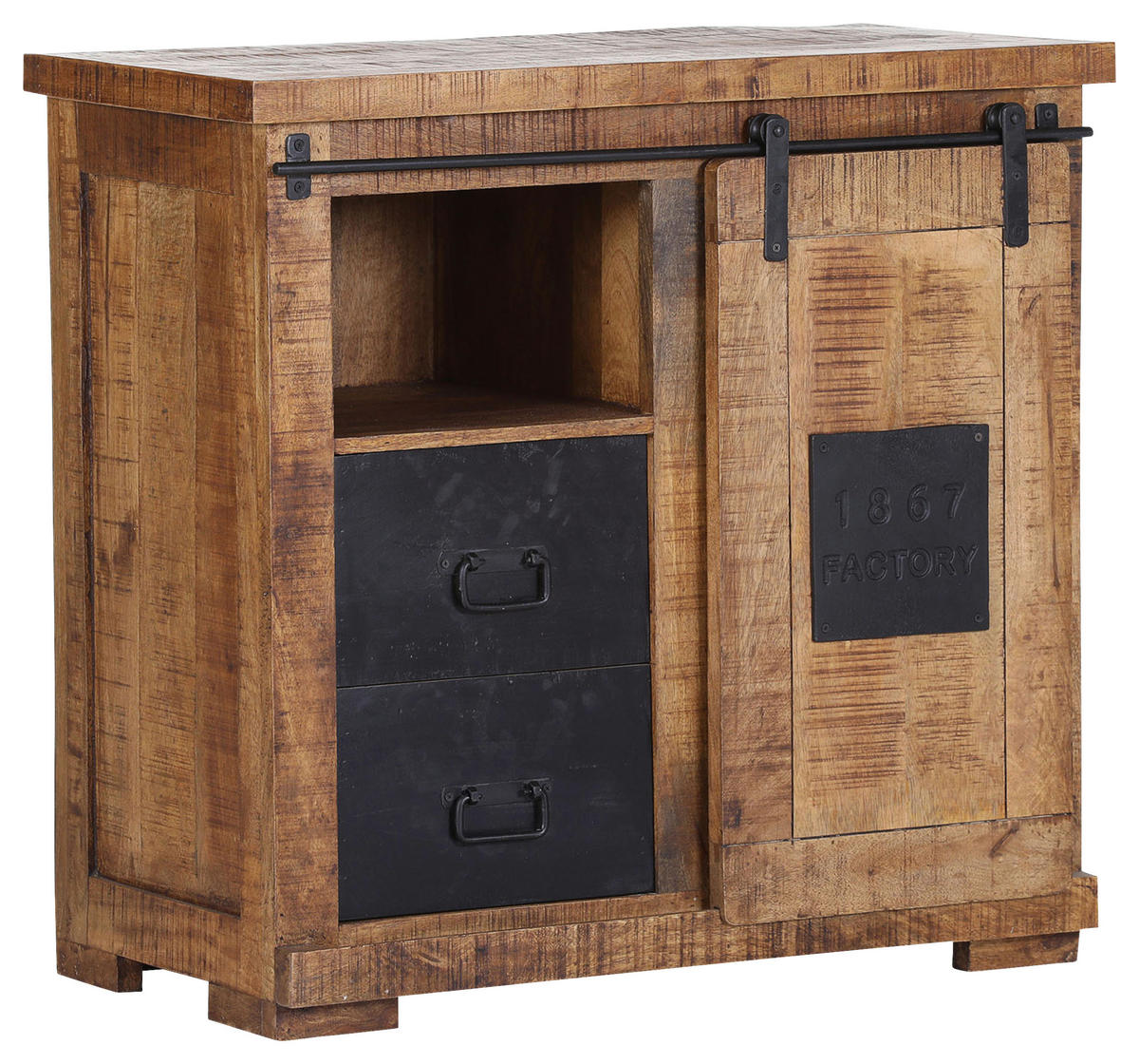 KOMMODE  in 90/85/45 cm  - Schwarz/Naturfarben, LIFESTYLE, Holz/Metall (90/85/45cm) - Landscape