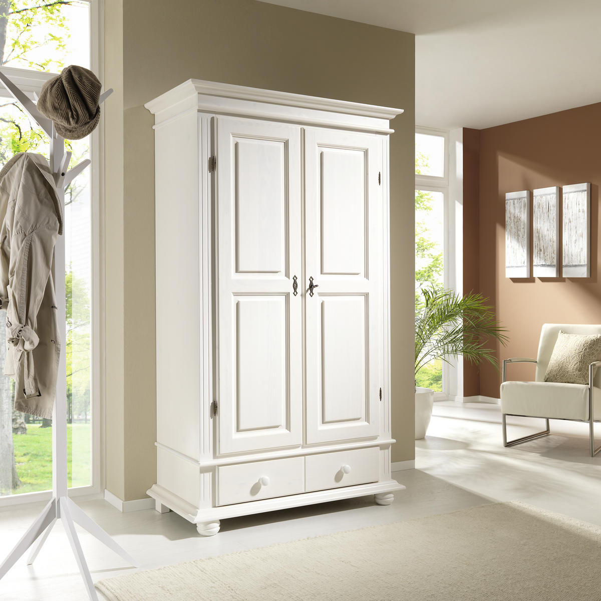 GARDEROBENSCHRANK  in 110/192/58 cm  - Schwarz/Weiß, LIFESTYLE, Holz/Metall (110/192/58cm) - Landscape