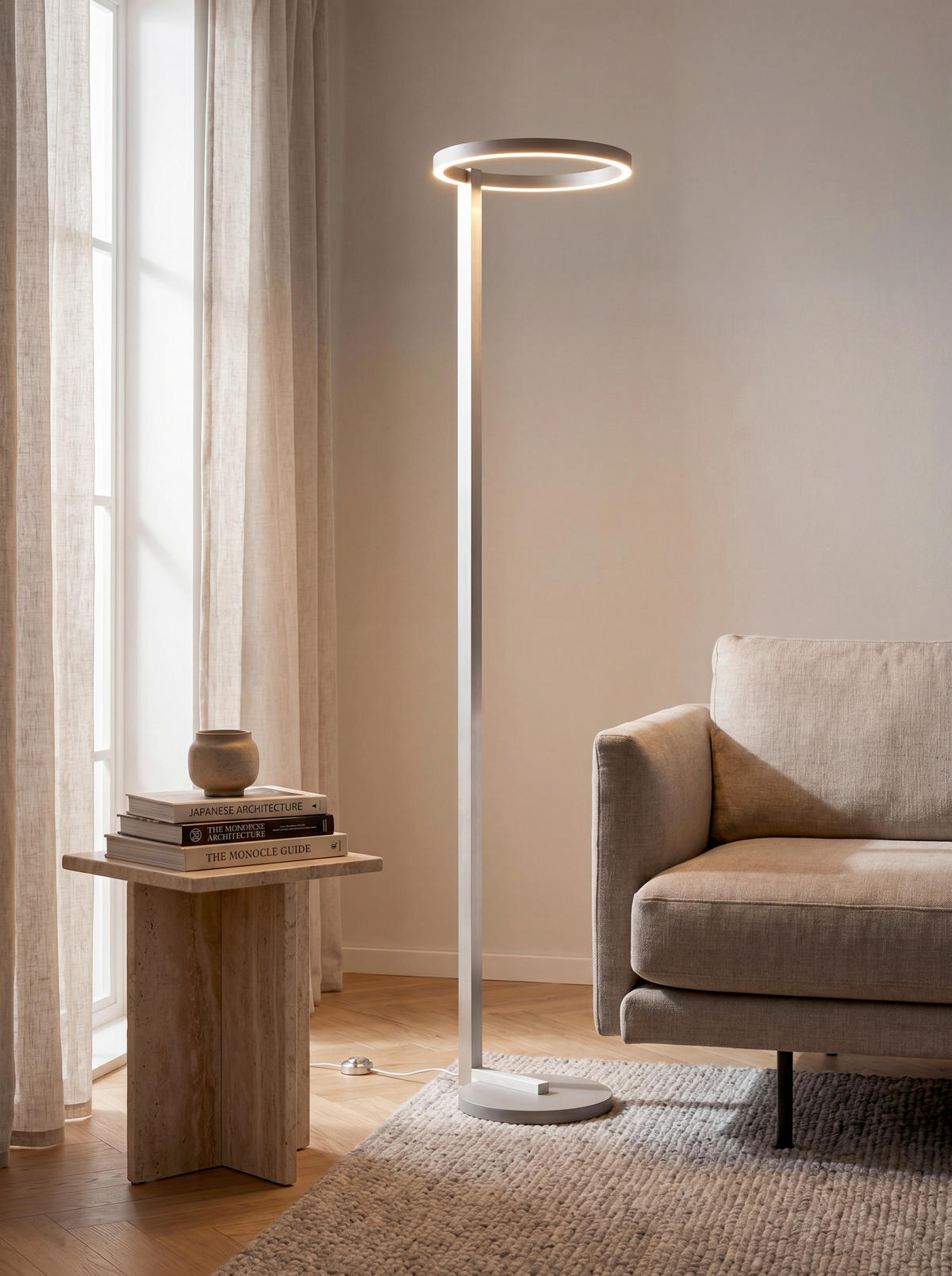 LED-STEHLEUCHTE MIDNIGHT 40/180 cm  - Alufarben, Design, Metall (40/180cm) - Escale