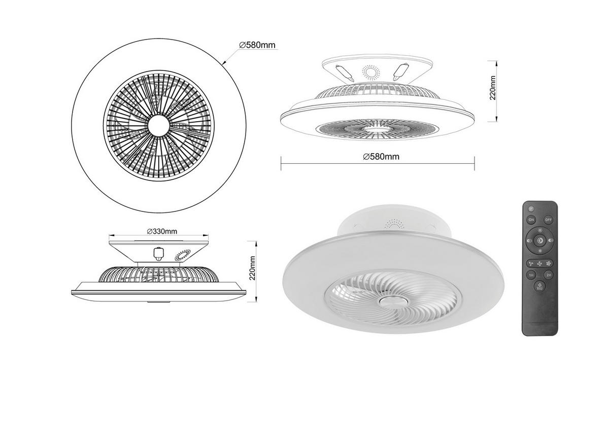 DECKENVENTILATOR 58/22 cm   - Silberfarben/Weiß, Design, Kunststoff/Metall (58/22cm) - Novel