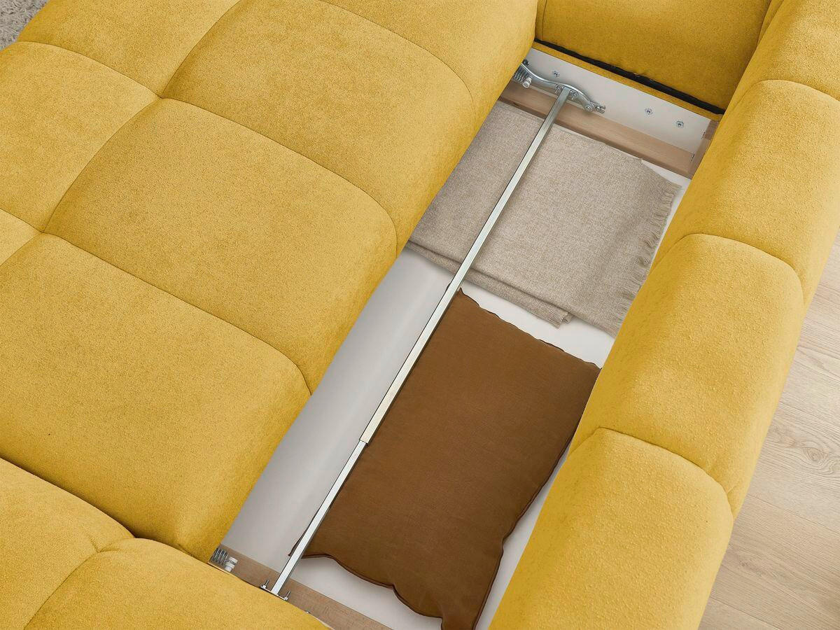 ECKSCHLAFSOFA EVEREST  mit Rücken echt, Armteil links, Armteil rechts Struktur Gelb  - Gelb/Schwarz, MODERN, Kunststoff/Textil (180/318cm) - Livetastic