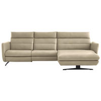 ECKSOFA in Echtleder Ecru  - Ecru/Schwarz, Design, Leder/Metall (300/157cm) - Dieter Knoll