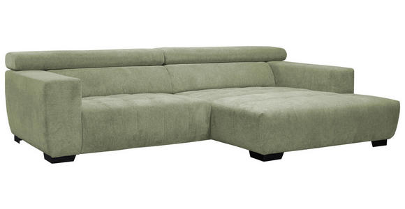 ECKSOFA in Webstoff Olivgrün  279/182 cm  - Schwarz/Olivgrün, KONVENTIONELL, Textil/Metall (279/182cm) - Hom`in