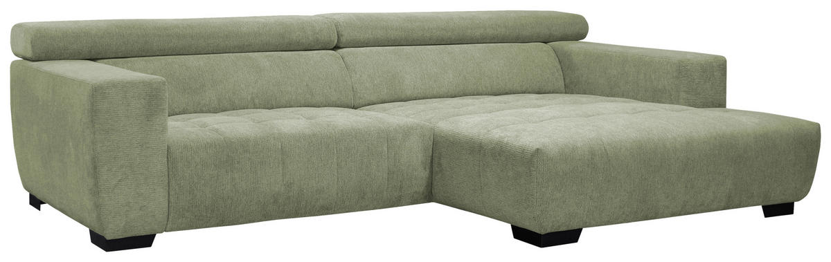 ECKSOFA in Webstoff Olivgrün  279/182 cm  - Schwarz/Olivgrün, KONVENTIONELL, Textil/Metall (279/182cm) - Hom`in