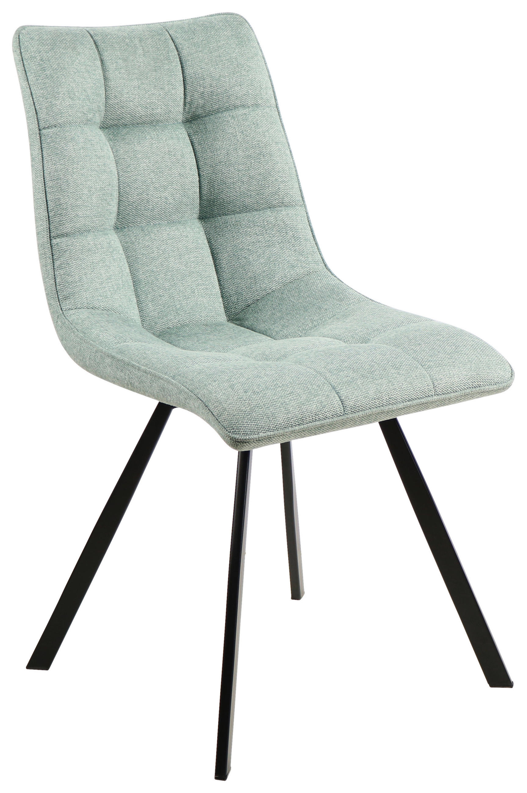 STUHL Leinenoptik Grün, Schwarz  - Schwarz/Grün, Design, Textil/Metall (47/61/86cm) - Xora