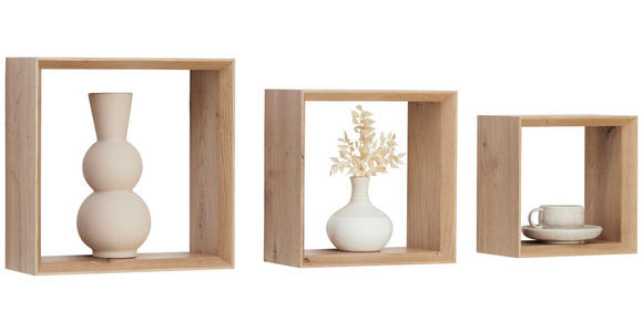 WANDREGALSET 3-teilig Eiche Artisan  - Eiche Artisan, Basics, Holzwerkstoff (20-28/20-28/11,8cm) - Carryhome