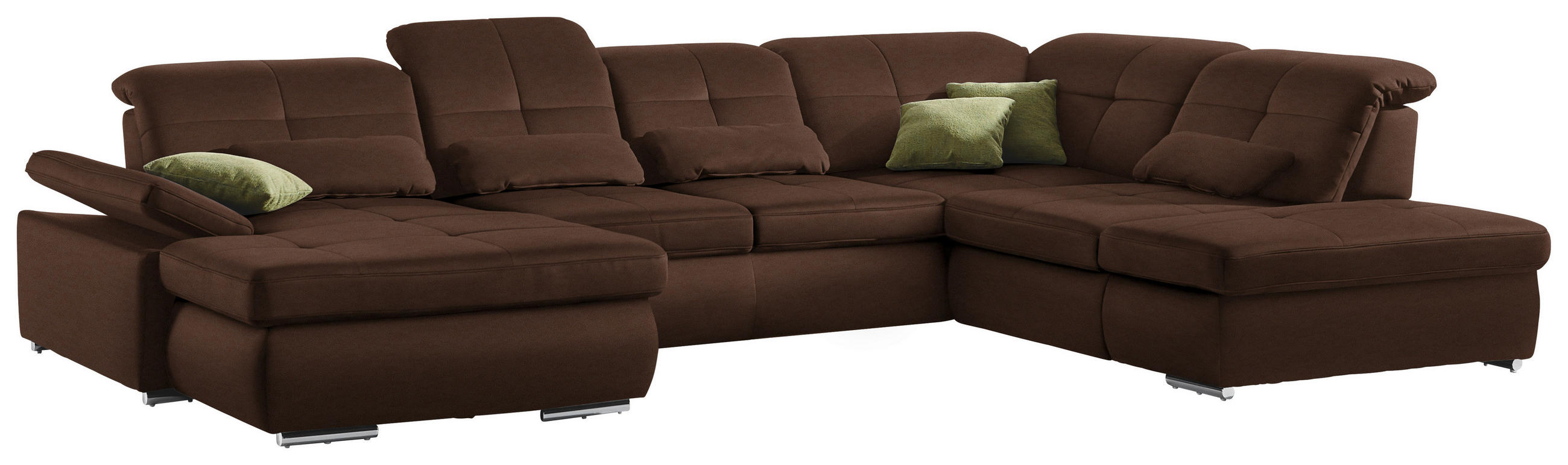 WOHNLANDSCHAFT in Mikrofaser Braun  - Chromfarben/Braun, Design, Textil (195/371/260cm) - Beldomo Style
