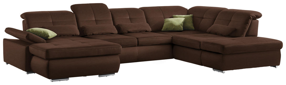 WOHNLANDSCHAFT in Mikrofaser Braun  - Chromfarben/Braun, Design, Textil (195/371/260cm) - Beldomo Style