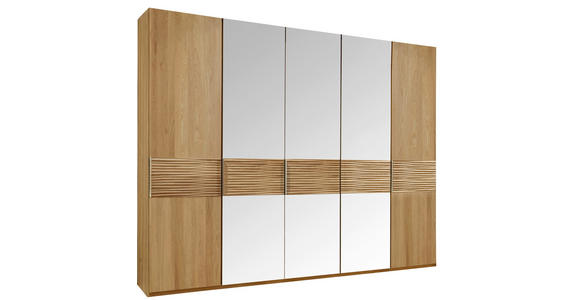 DREHTÜRENSCHRANK 250/216/58 cm 5-türig  - Eichefarben/Alufarben, Design, Glas/Holz (250/216/58cm) - Dieter Knoll
