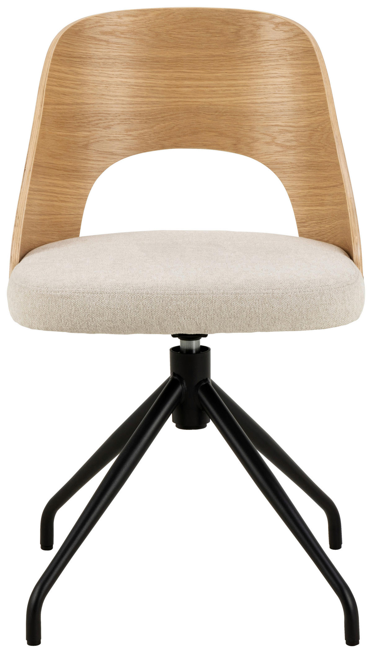 STOL, tekstil, leseni material barve hrasta, bež  - črna/barve hrasta, Moderno, kovina/tekstil (48/79/53cm) - MID.YOU