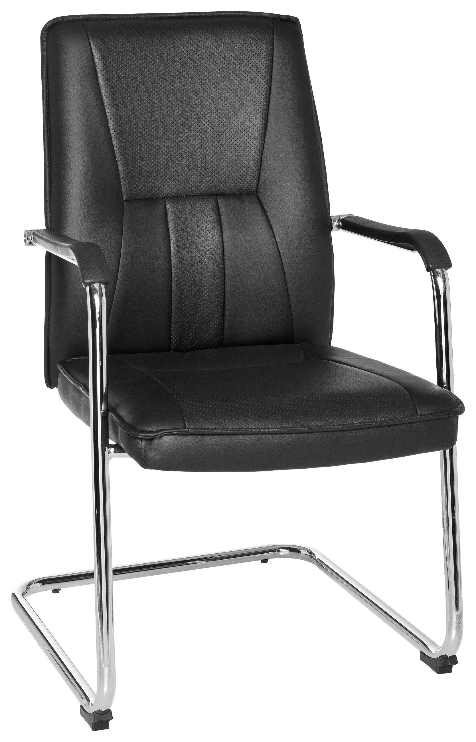 BESUCHERSTUHL  in Lederlook Schwarz  - Chromfarben/Schwarz, MODERN, Kunststoff/Textil (56/97/46cm) - MID.YOU