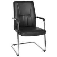 BESUCHERSTUHL  in Lederlook Schwarz  - Chromfarben/Schwarz, MODERN, Kunststoff/Textil (56/97/46cm) - MID.YOU