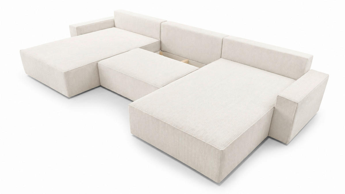 WOHNLANDSCHAFT BRAZIL U in Creme  - Creme/Schwarz, Design, Kunststoff/Textil (200/410/200cm) - MID.YOU