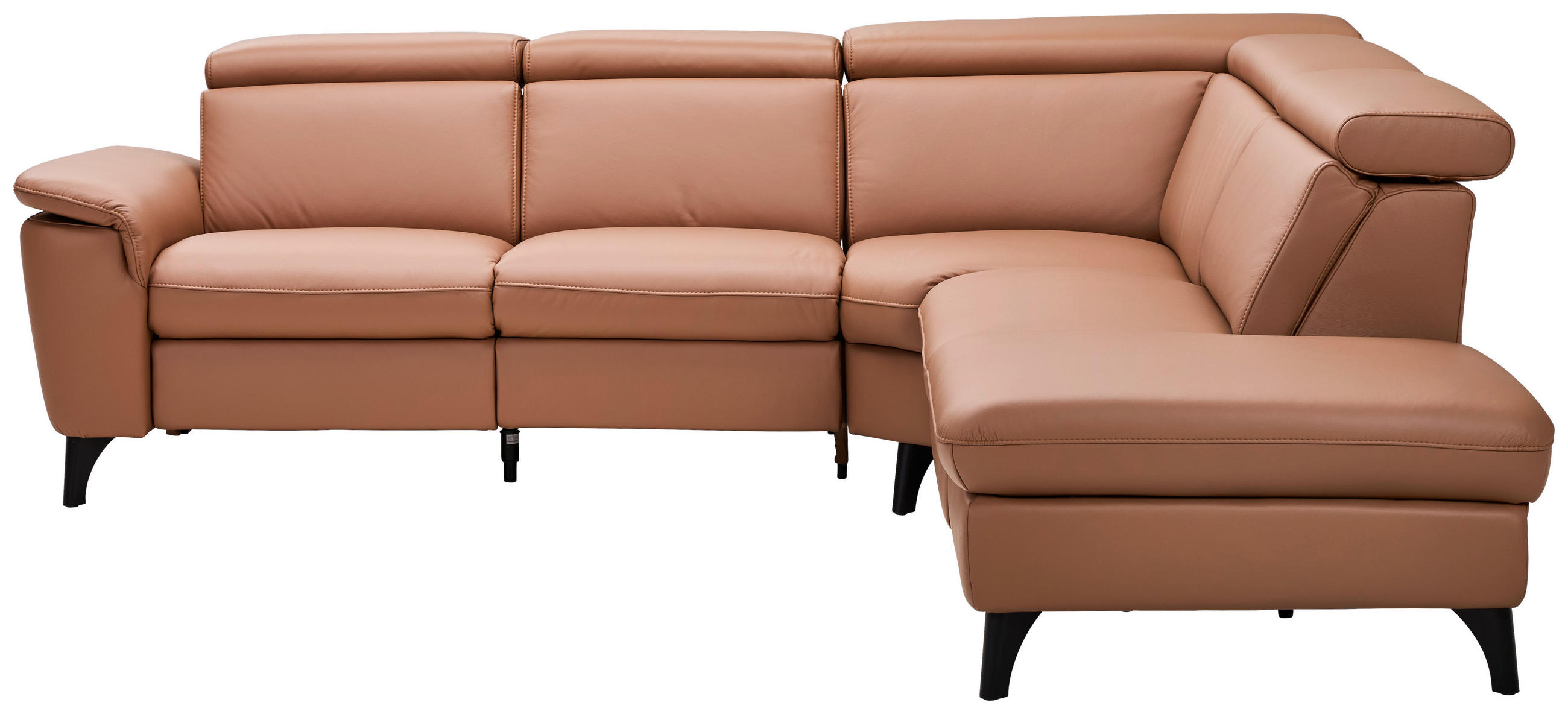 ECKSOFA Braun Echtleder  - Schwarz/Braun, Design, Leder/Metall (271/239cm) - Cantus