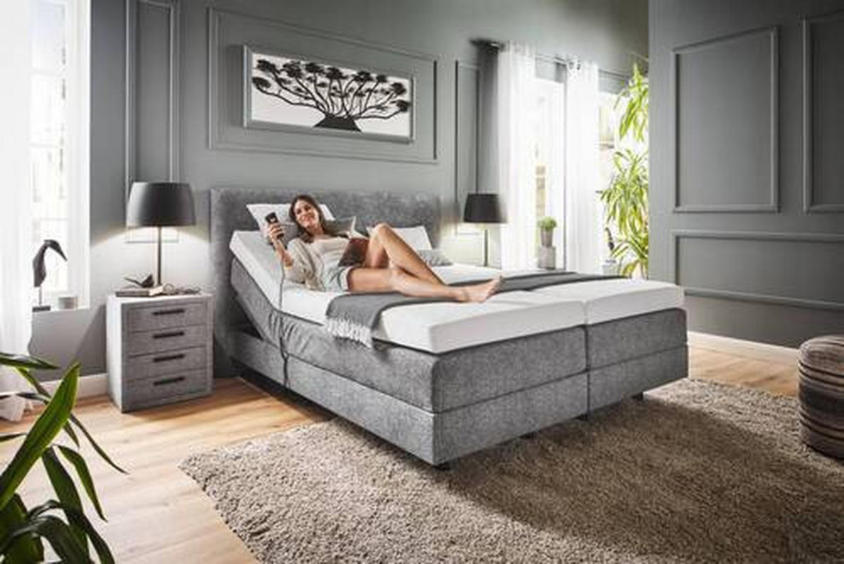 BOXSPRINGBETT 160/200 cm  in Grau  - Grau, KONVENTIONELL, Holz/Textil (160/200cm) - Dieter Knoll