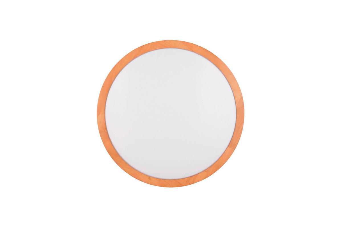 LED PLAFONJERA - bela/braon, Osnovno, drvo/plastika (40/7cm)