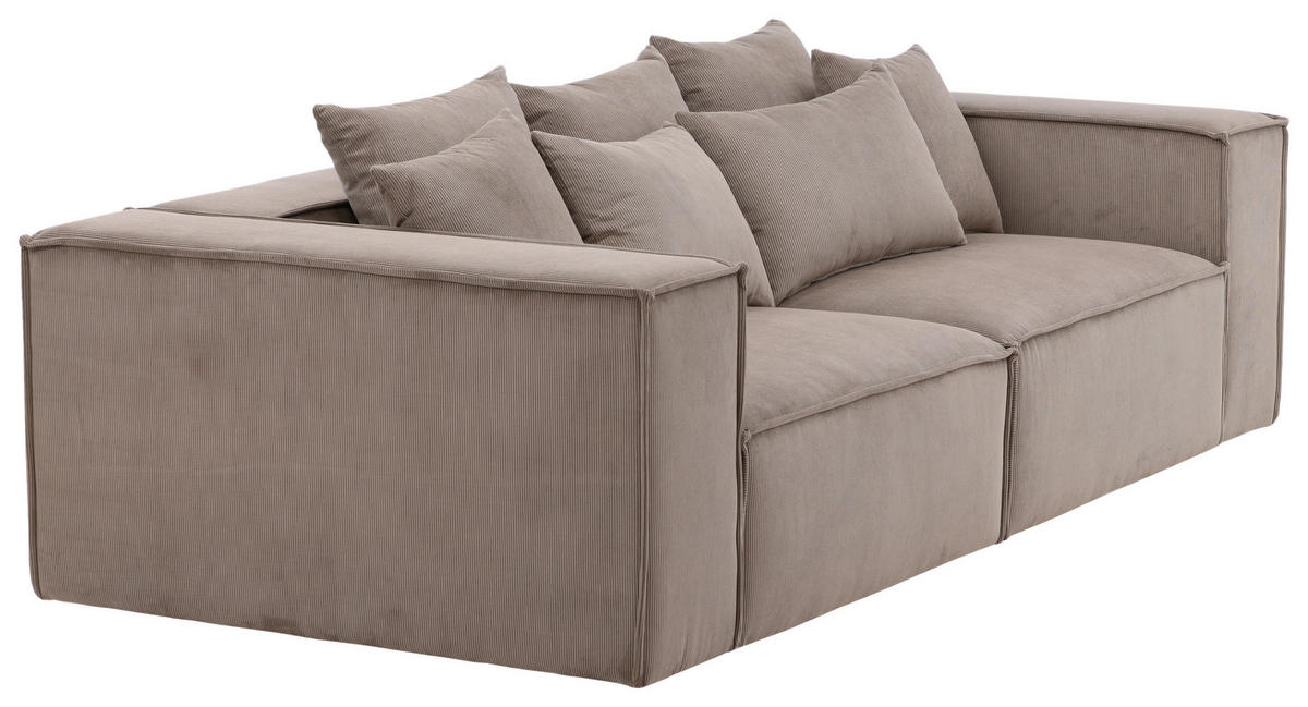 2-SITS SOFFA i trä, plast, textil brun  - brun, Design, trä/textil (232/80/116cm) - Livetastic