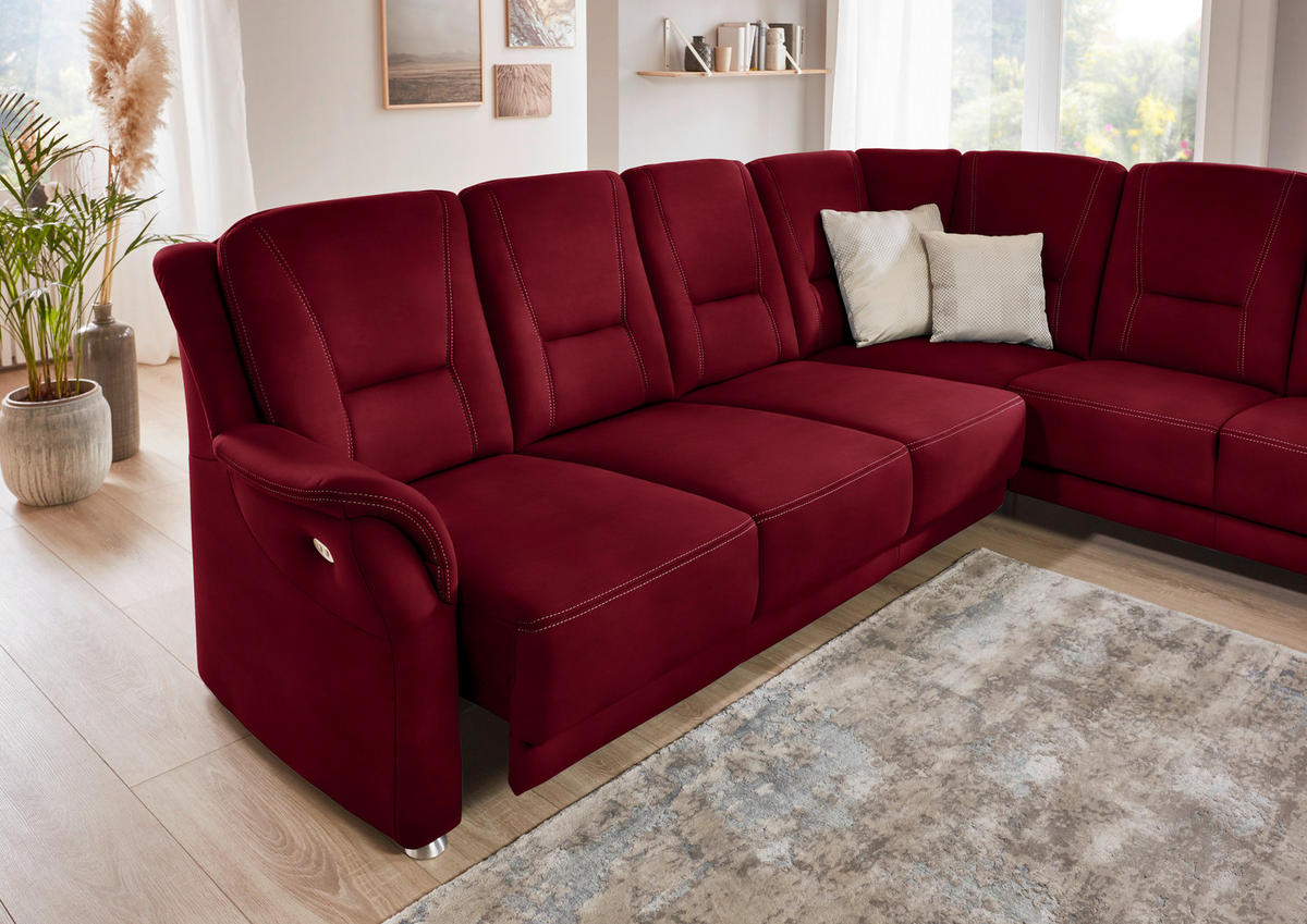 ECKSOFA in Mikrofaser Hellrot  275/223 cm  - Hellrot/Beige, KONVENTIONELL, Textil/Metall (275/223cm) - Beldomo Comfort