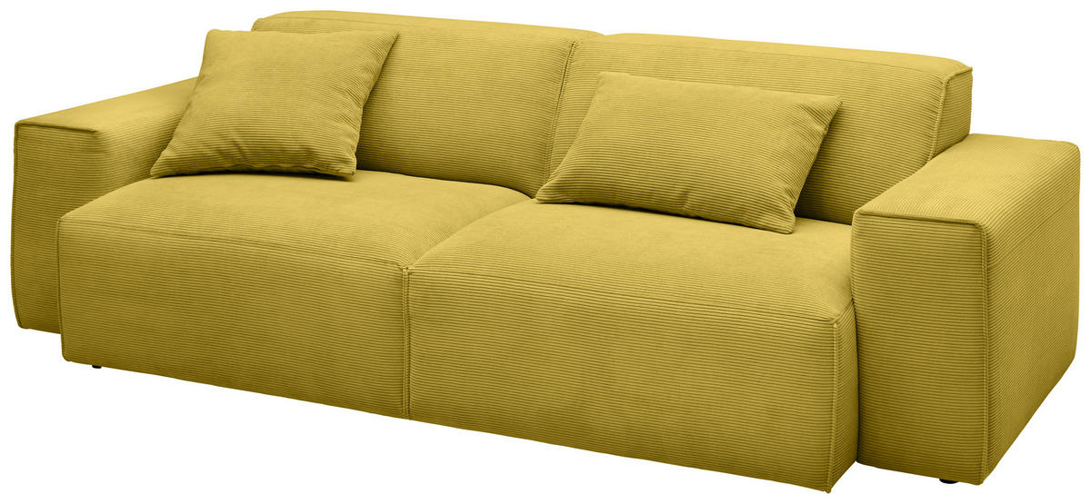 3-SITZER-SOFA in Cord Gelb  - Gelb/Schwarz, Design, Kunststoff/Textil (236/71/101cm) - Pure Home Lifestyle