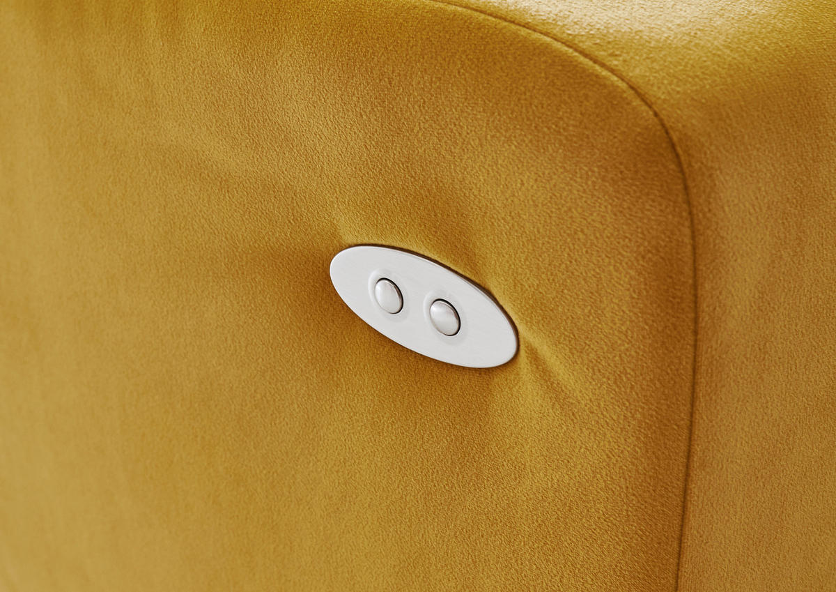 ECKSOFA in Velours Currygelb  - Currygelb/Schwarz, Design, Textil/Metall (195/293cm) - Beldomo Style