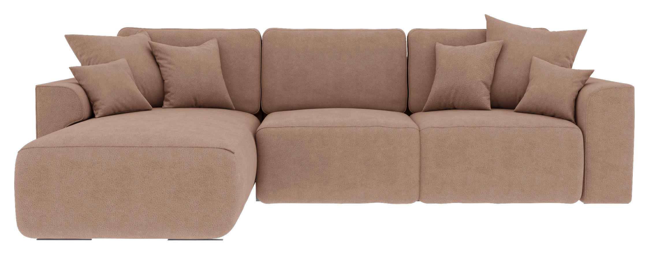 ECKSOFA Cappuccino Lederlook  - Chromfarben/Cappuccino, KONVENTIONELL, Kunststoff/Textil (195/293cm) - Carryhome
