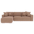 ECKSOFA in Lederlook Cappuccino  - Chromfarben/Cappuccino, KONVENTIONELL, Kunststoff/Textil (195/293cm) - Carryhome