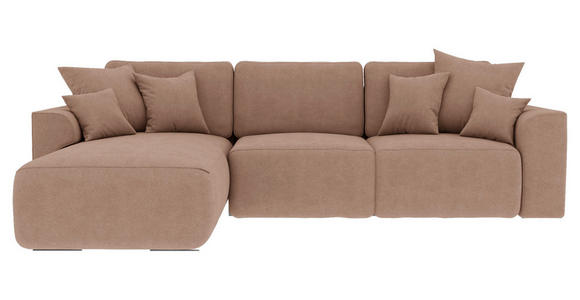 ECKSOFA in Lederlook Cappuccino  - Chromfarben/Cappuccino, KONVENTIONELL, Kunststoff/Textil (195/293cm) - Carryhome