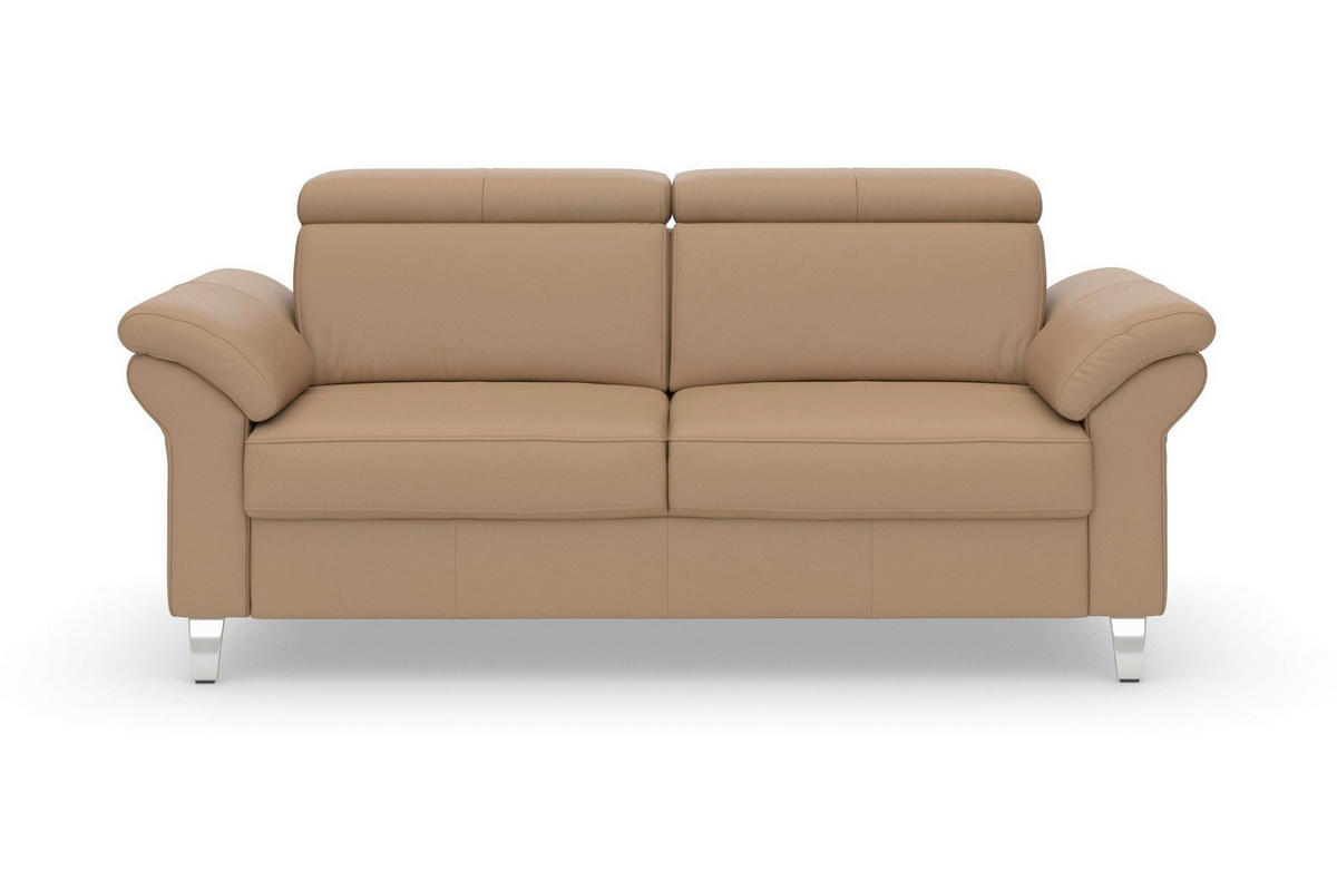 3-SITZER-SOFA ARNGAST E Echtleder Cappuccino  - Chromfarben/Cappuccino, Basics, Leder/Metall (186/84/93cm) - Sit & More