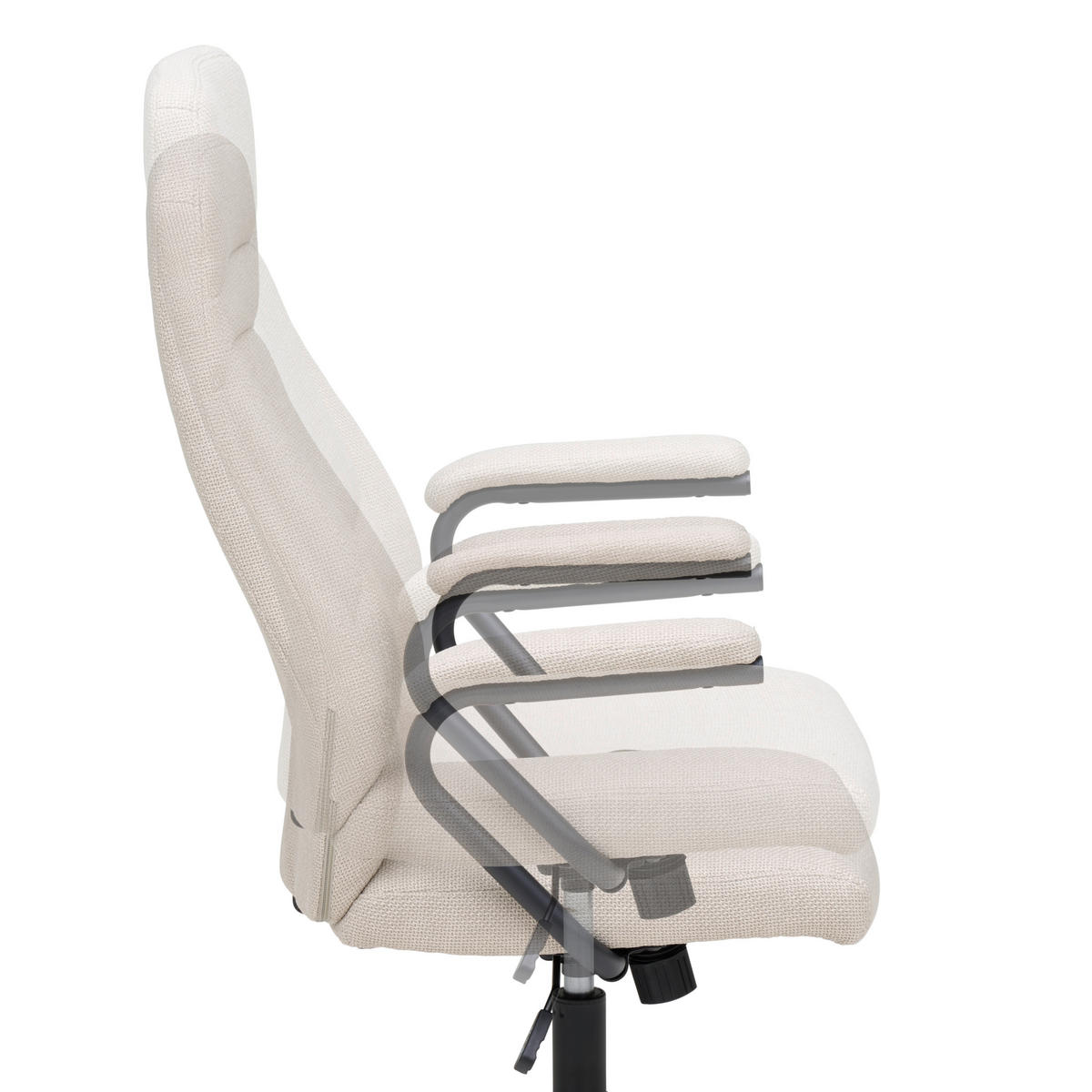 DREHSTUHL Webstoff Creme, Schwarz  - Creme/Schwarz, MODERN, Kunststoff/Textil (60/106-114/65cm) - MID.YOU