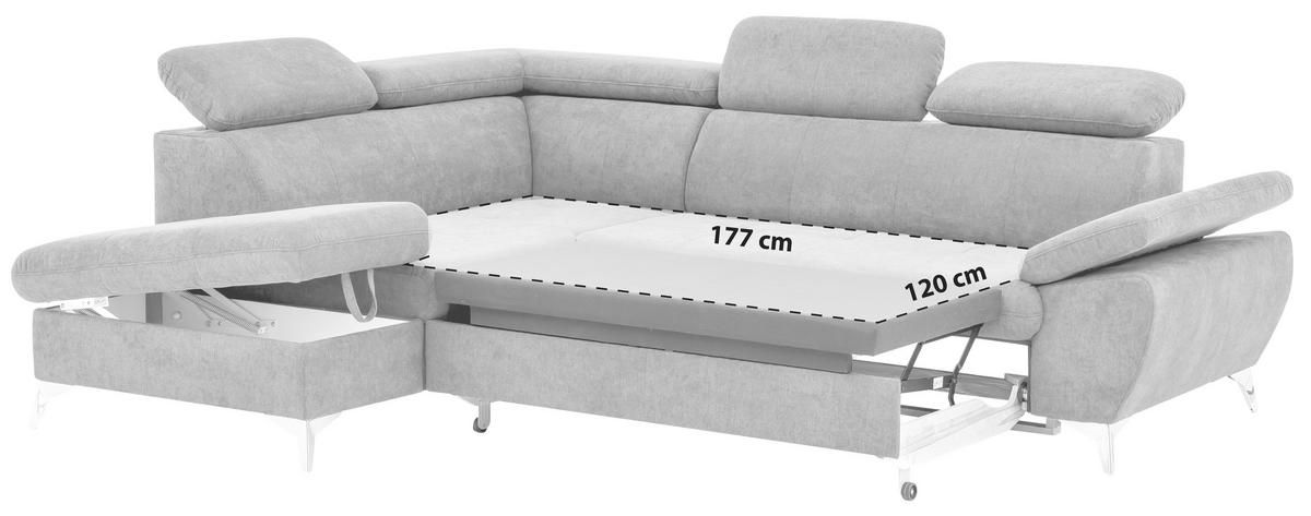 ECKSOFA Schwarz Mikrofaser  - Chromfarben/Schwarz, KONVENTIONELL, Textil/Metall (209/256cm) - Livetastic