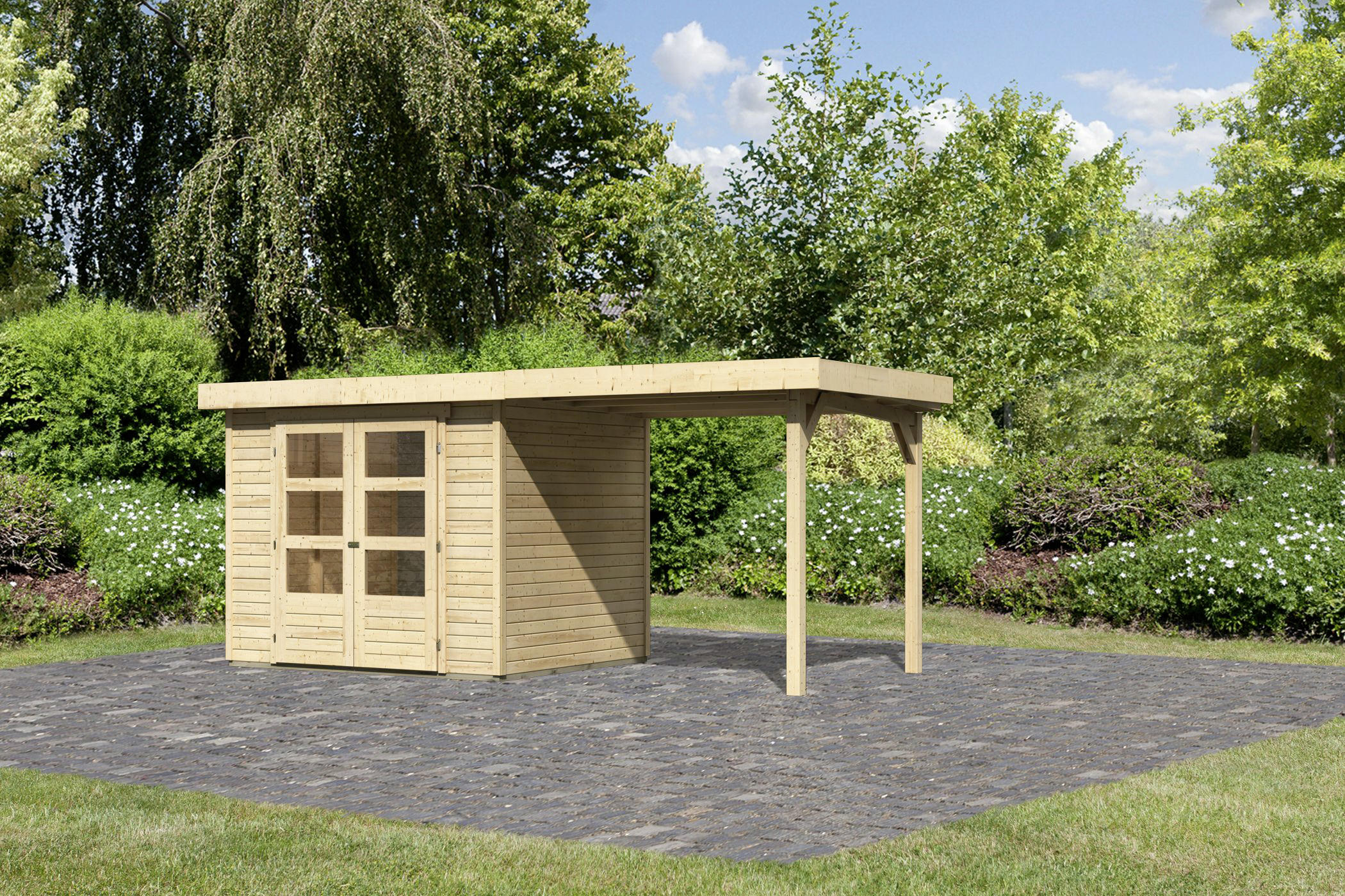 GARTENHAUS - Naturfarben, Basics, Holz (491/217/211cm) - Karibu