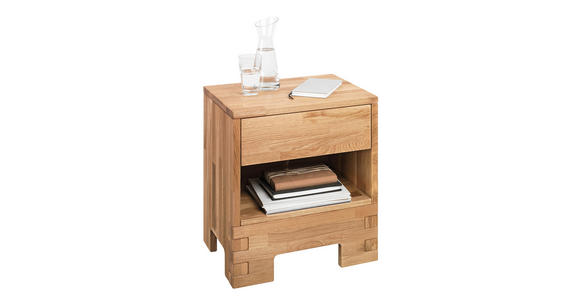 NACHTSCHRANK 52/60/38 cm Wildeiche massiv  - Eichefarben, Design, Holz (52/60/38cm) - Linea Natura