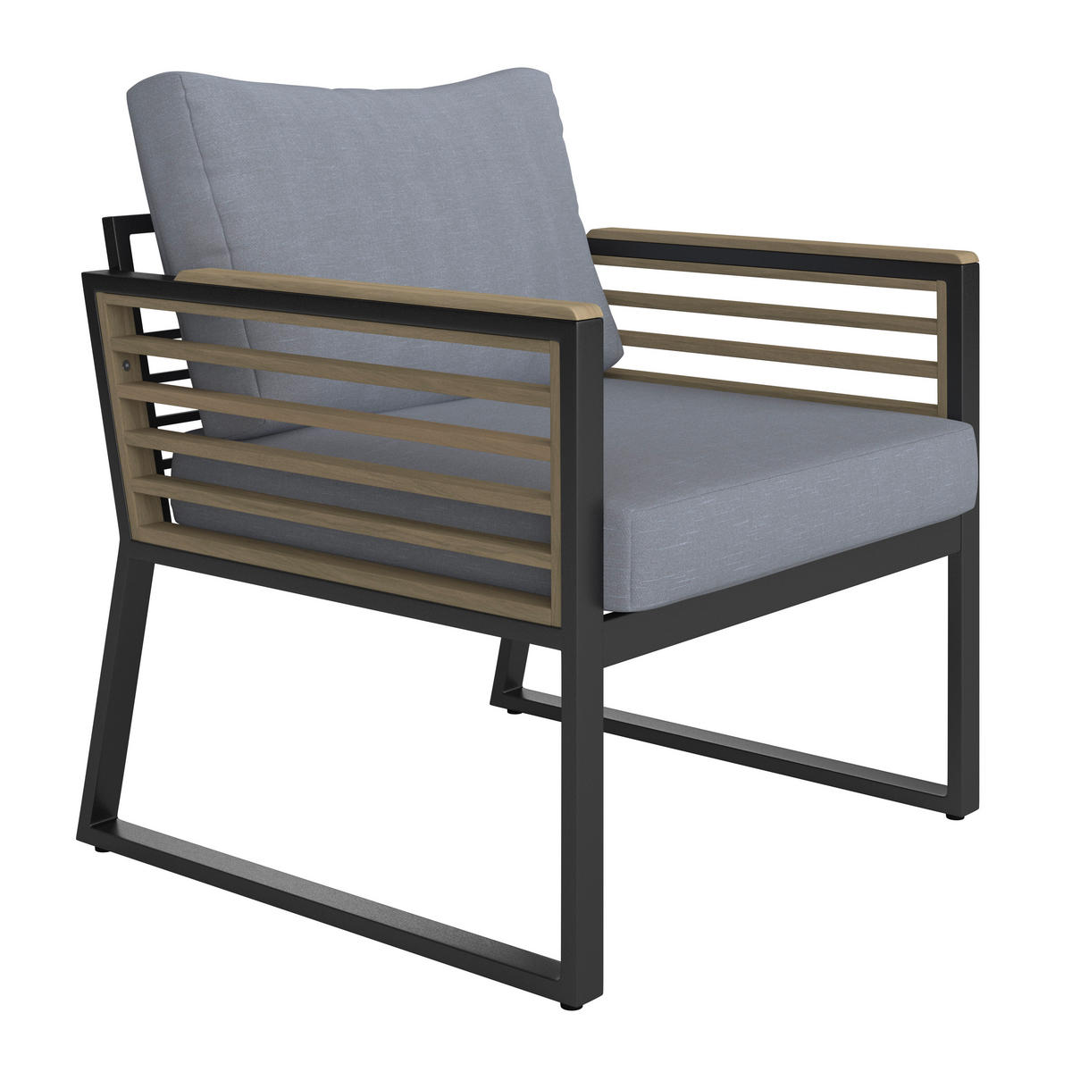 LOUNGEGARNITUR Teakholz Aluminium  - Schwarz, MODERN, Holz/Metall (203/74,5/85cm) - Ambia Garden