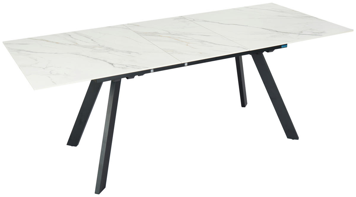 ESSTISCH 160-204,5/90/76 cm  Metall, Keramik ausziehbar rechteckig Schwarz, Weiß  - Schwarz/Weiß, Design, Keramik/Metall (160-204,5/90/76cm) - Novel