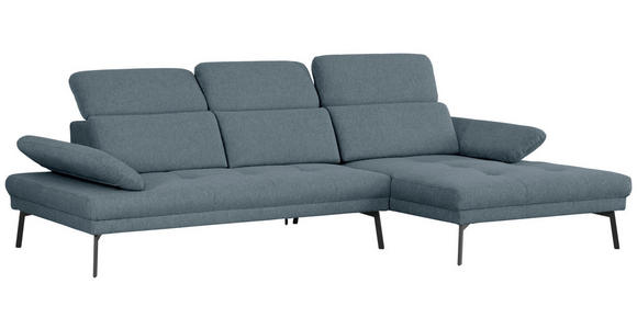 ECKSOFA Blau Webstoff  - Blau/Schwarz, Design, Textil/Metall (296/188cm) - Xora