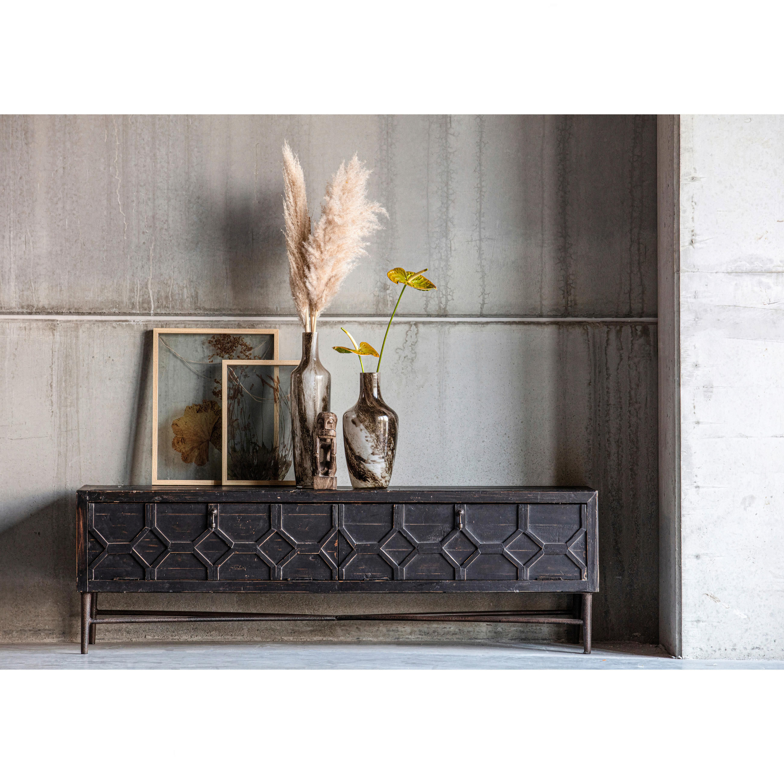LOWBOARD Bequest  in 160/50/45 cm  - Schwarz, Design, Holz/Metall (160/50/45cm) - Livetastic