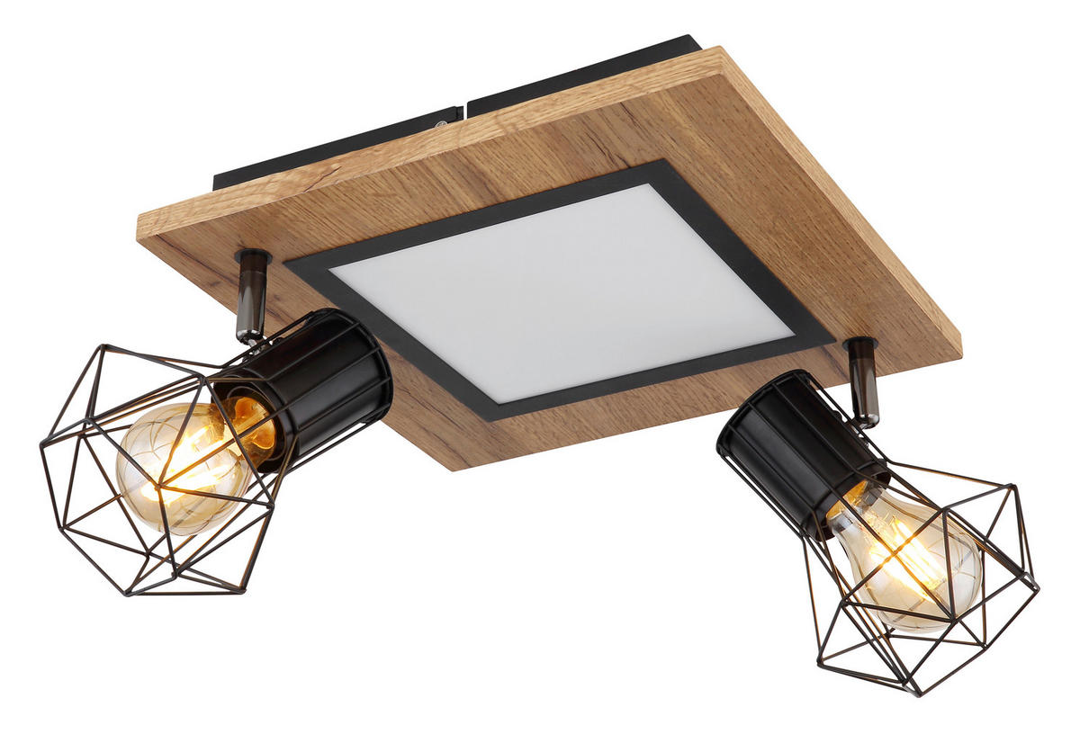 DECKENSTRAHLER - Opal/Schwarz, Natur, Holzwerkstoff/Kunststoff (30/30/22,5cm) - Globo