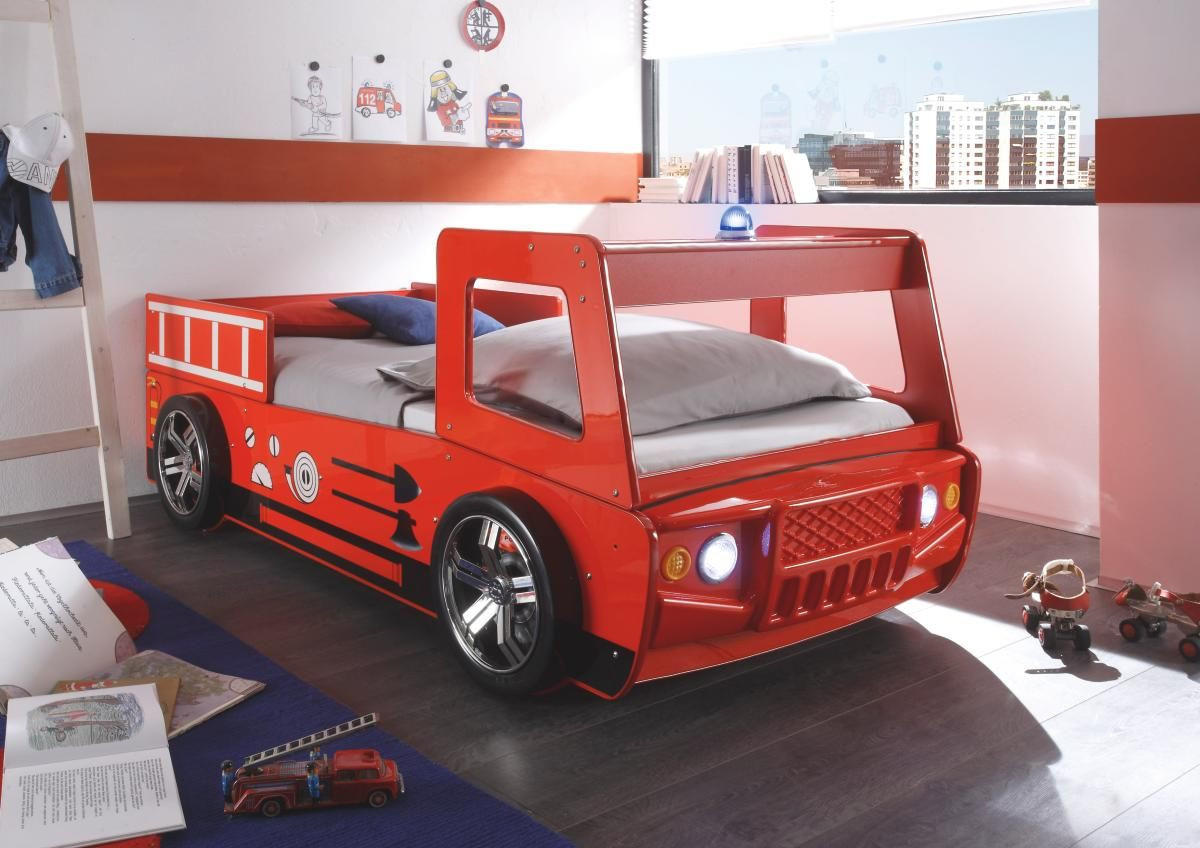 OTROŠKA/MLADINSKA POSTELJA  - rdeča, Konvencionalno, leseni material (90/200cm) - Boxxx