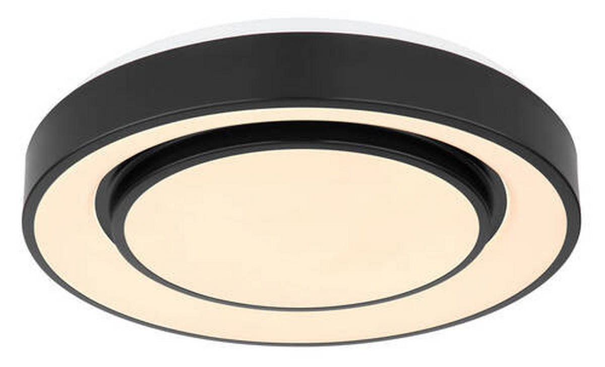 LED-DECKENLEUCHTE  38/7.5 cm    - Opal/Schwarz, Design, Kunststoff/Metall (38/7.5cm) - Globo