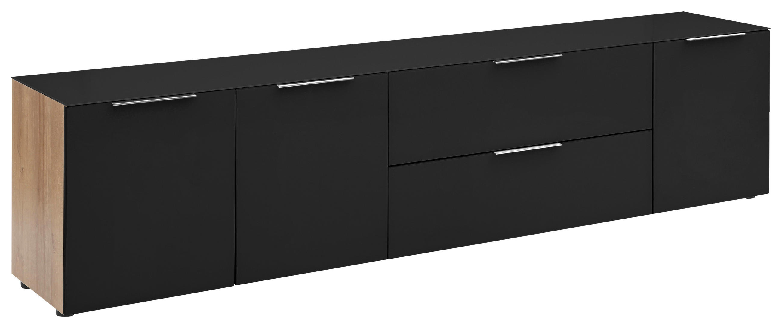 LOWBOARD Anthrazit, Eichefarben - Eichefarben/Anthrazit, Design, Glas/Holzwerkstoff (225,5/53,9/40cm)