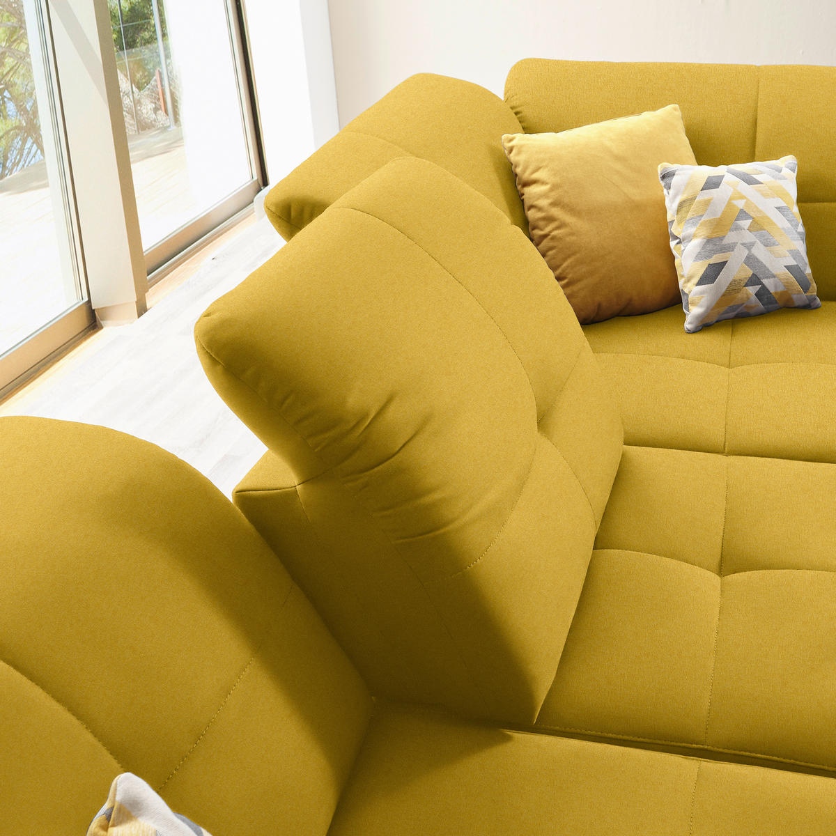 ECKSOFA in Chenille Currygelb  310/240 cm  - Currygelb/Schwarz, Design, Textil/Metall (310/240cm) - Xora