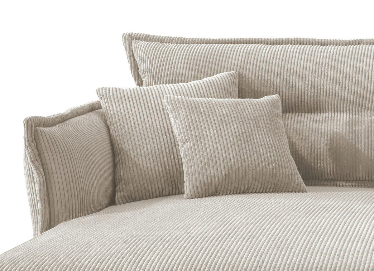 ECKSOFA in Cord Beige  180/255 cm  - Beige/Schwarz, MODERN, Textil/Metall (180/255cm) - Livetastic