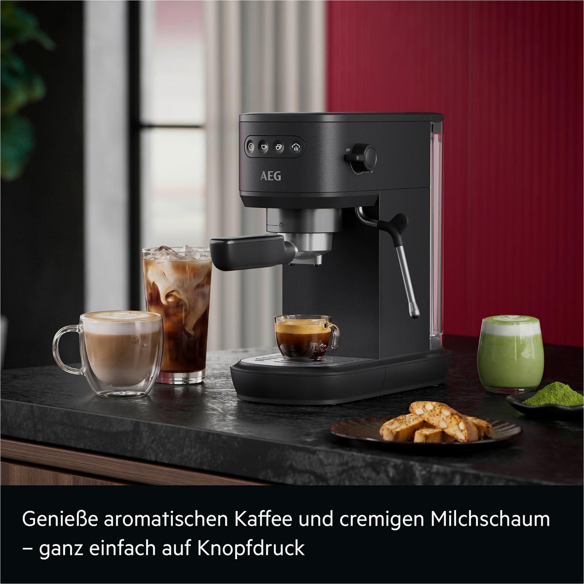 ESPRESSOMASCHINE Design Collection  - Schwarz, Basics, Metall (14,8/40,1/30,6cm) - AEG