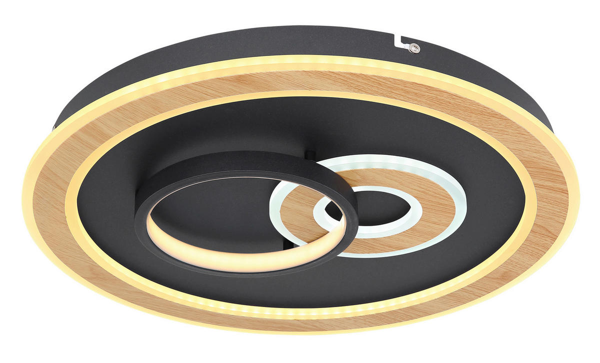 LED-DECKENLEUCHTE 50 W  50/7 cm    - Opal/Schwarz, Design, Kunststoff/Metall (50/7cm) - Globo
