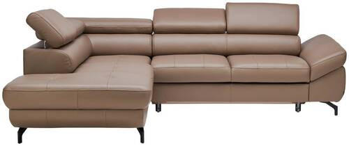 ECKSOFA in Echtleder Haselnussfarben  - Schwarz/Haselnussfarben, Design, Leder/Metall (220/270cm) - Novel