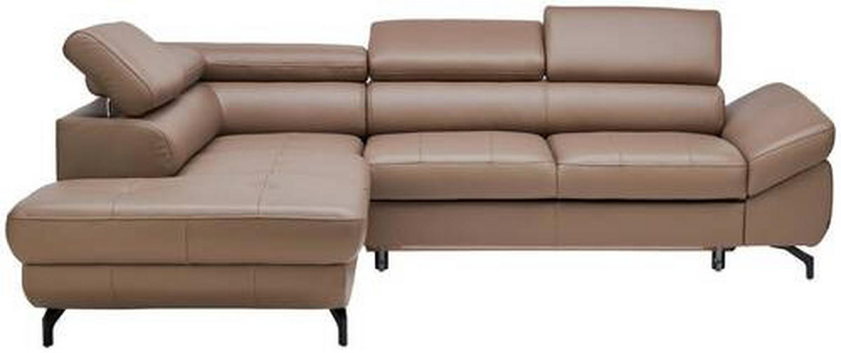 ECKSOFA in Echtleder Haselnussfarben  - Schwarz/Haselnussfarben, Design, Leder/Metall (220/270cm) - Novel