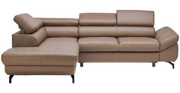 ECKSOFA in Echtleder Haselnussfarben  - Schwarz/Haselnussfarben, Design, Leder/Metall (220/270cm) - Novel